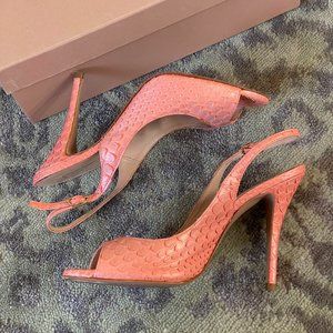Pura Lopez Salmon Pink Python Heels
